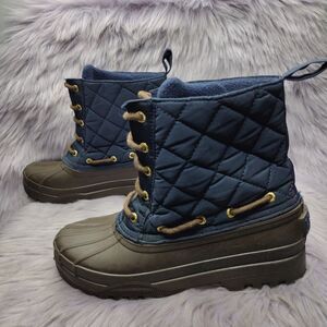 Sperry Women’s Saltwater Heel Rain Boots Blue Brown STS95274- Size 6